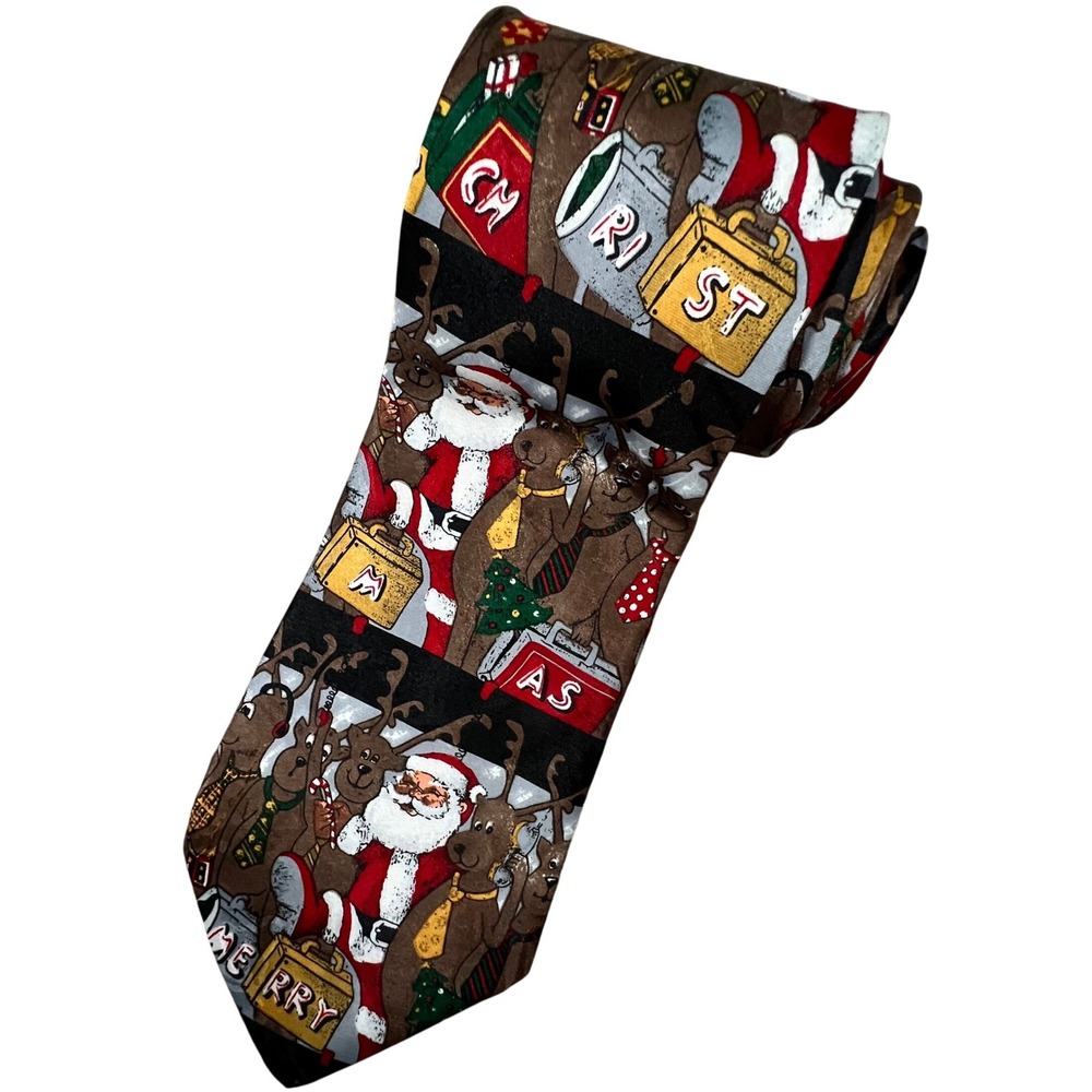 Jingle Bells Christmas Holiday Novelty Santa Reindeer Men Neck‎ Tie Office Party